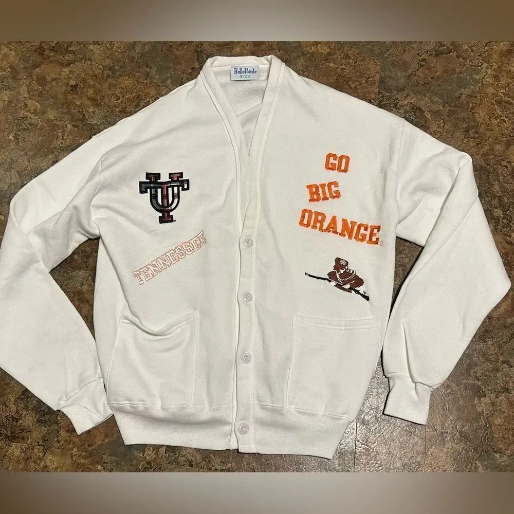 Vintage Belle Pointe Tennessee Spirit Cardigan Go Big Orange Embroidered Sz L?